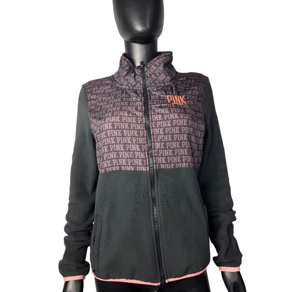 PINK Victoria's Secret Fleece Full Zip Jacket Cozy Warm Layering S - Picture 1 of 10